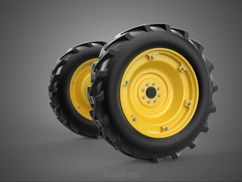 TRACTOR TIRE TREAD TYRE LUG WHEEL RUBBER RIM HUB GRIP DIRT ROAD 3D Model