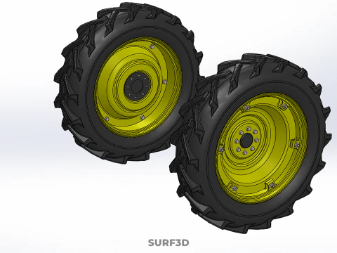 TRACTOR TIRE TREAD TYRE LUG WHEEL RUBBER RIM HUB GRIP DIRT ROAD 3D Model