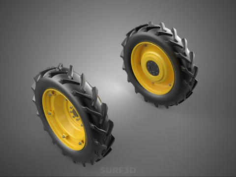 TRACTOR TIRE TREAD TYRE LUG WHEEL RUBBER RIM HUB GRIP DIRT ROAD 3D Model