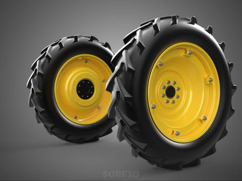 TRACTOR TIRE TREAD TYRE LUG WHEEL RUBBER RIM HUB GRIP DIRT ROAD 3D Model