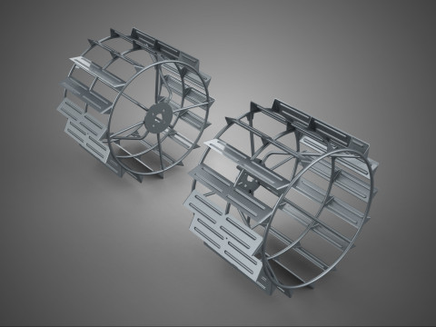 PNEU DE TRATOR DE RODA DE METAL COM GAIOLA DE PISTA DUPLA LONGA E LARGA Modelo 3D