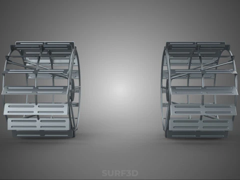 LONG WIDE DOUBLE TRACK TREAD METAL CAGE WHEEL TRACTOR TYRE TIRE 3D Model