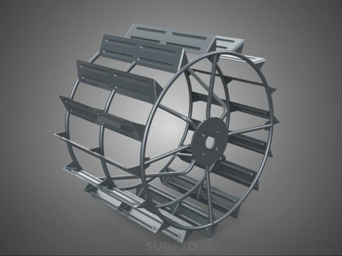 LONG WIDE DOUBLE TRACK TREAD METAL CAGE WHEEL TRACTOR TYRE TIRE 3D Model