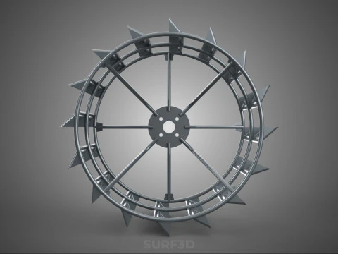 LONG WIDE DOUBLE TRACK TREAD METAL CAGE WHEEL TRACTOR TYRE TIRE 3D Model
