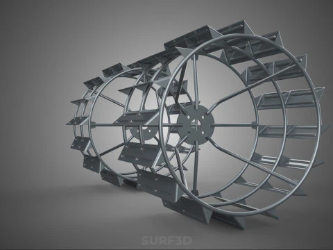 LONG WIDE DOUBLE TRACK TREAD METAL CAGE WHEEL TRACTOR TYRE TIRE 3D Model