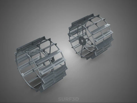 LONG WIDE DOUBLE TRACK TREAD METAL CAGE WHEEL TRACTOR TYRE TIRE 3D Model