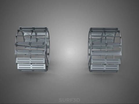 LONG WIDE DOUBLE TRACK TREAD METAL CAGE WHEEL TRACTOR TYRE TIRE 3D Model