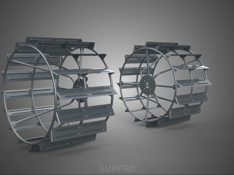 LONG WIDE DOUBLE TRACK TREAD METAL CAGE WHEEL TRACTOR TYRE TIRE 3D Model