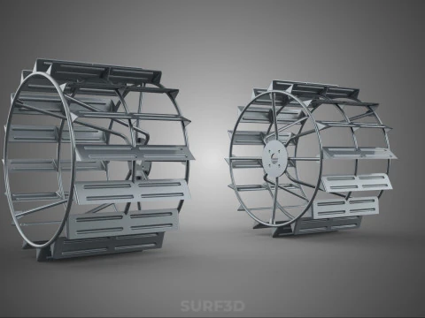 LONG WIDE DOUBLE TRACK TREAD METAL CAGE WHEEL TRACTOR TYRE TIRE 3D Model