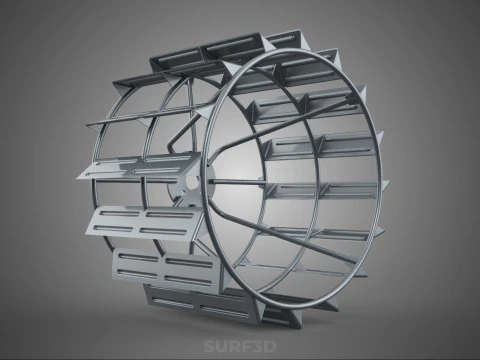 LONG WIDE DOUBLE TRACK TREAD METAL CAGE WHEEL TRACTOR TYRE TIRE 3D Model