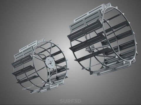 LONG WIDE DOUBLE TRACK TREAD METAL CAGE WHEEL TRACTOR TYRE TIRE 3D Model