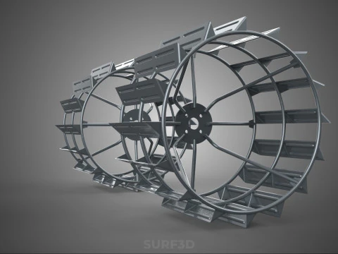 LONG WIDE DOUBLE TRACK TREAD METAL CAGE WHEEL TRACTOR TYRE TIRE 3D Model