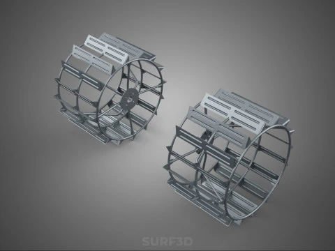 LONG WIDE DOUBLE TRACK TREAD METAL CAGE WHEEL TRACTOR TYRE TIRE 3D Model