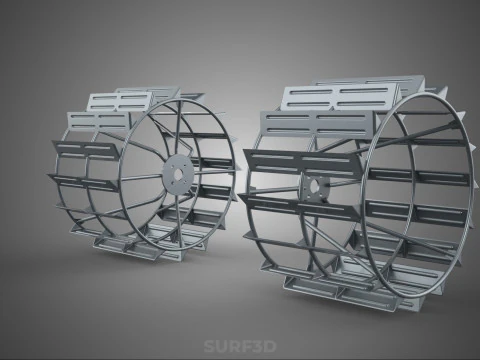 LONG WIDE DOUBLE TRACK TREAD METAL CAGE WHEEL TRACTOR TYRE TIRE 3D Model
