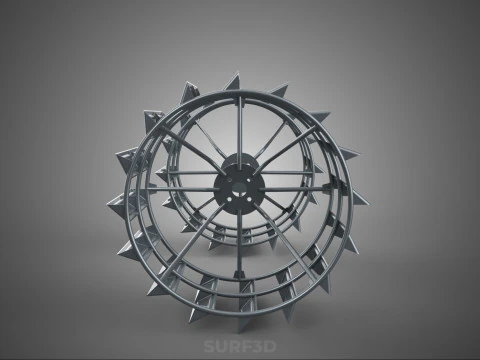 LONG WIDE DOUBLE TRACK TREAD METAL CAGE WHEEL TRACTOR TYRE TIRE 3D Model