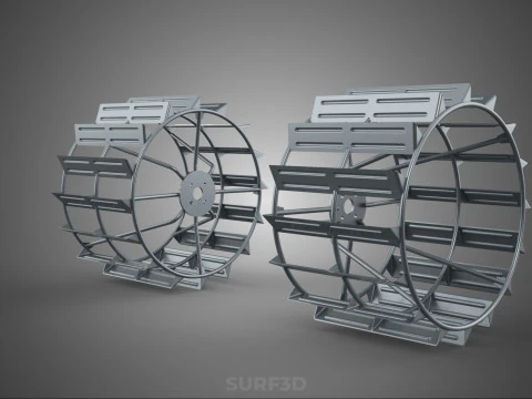 LONG WIDE DOUBLE TRACK TREAD METAL CAGE WHEEL TRACTOR TYRE TIRE 3D Model