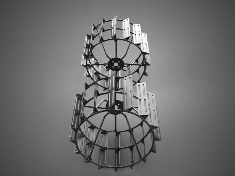 2 DOUBLE TREAD LONG WIDE TRACK CAGE WHEEL TRACTOR TYRE TIRE RIM 3D Model