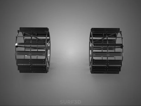 2 DOUBLE TREAD LONG WIDE TRACK CAGE WHEEL TRACTOR TYRE TIRE RIM 3D Model