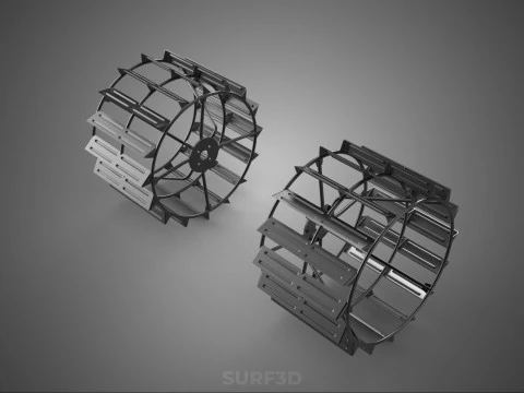 2 DOUBLE TREAD LONG WIDE TRACK CAGE WHEEL TRACTOR TYRE TIRE RIM 3D Model