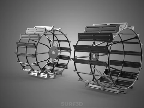 2 DOUBLE TREAD LONG WIDE TRACK CAGE WHEEL TRACTOR TYRE TIRE RIM 3D Model