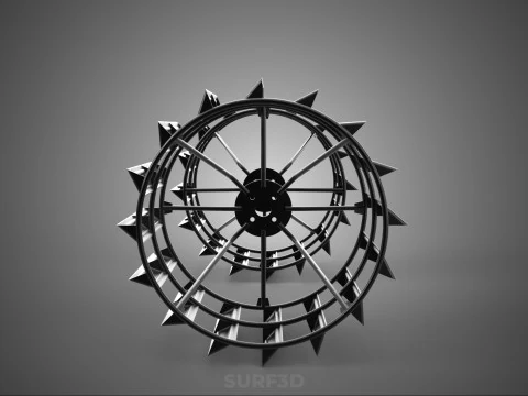 2 DOUBLE TREAD LONG WIDE TRACK CAGE WHEEL TRACTOR TYRE TIRE RIM 3D Model