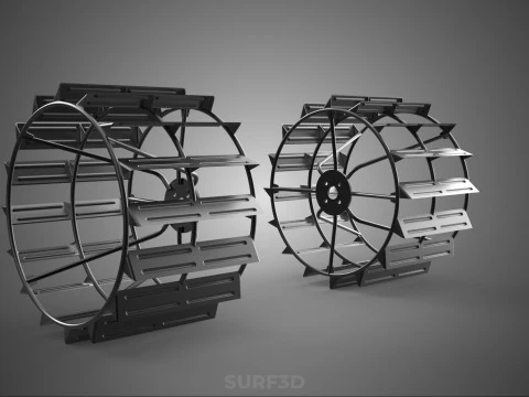 2 DOUBLE TREAD LONG WIDE TRACK CAGE WHEEL TRACTOR TYRE TIRE RIM 3D Model