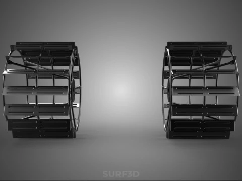 2 DOUBLE TREAD LONG WIDE TRACK CAGE WHEEL TRACTOR TYRE TIRE RIM 3D Model