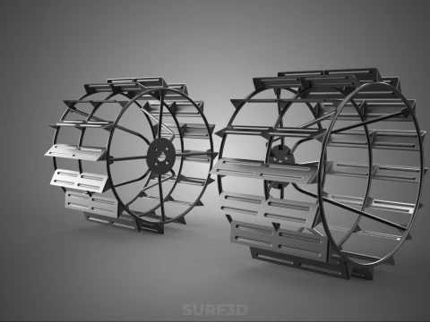 2 DOUBLE TREAD LONG WIDE TRACK CAGE WHEEL TRACTOR TYRE TIRE RIM 3D Model