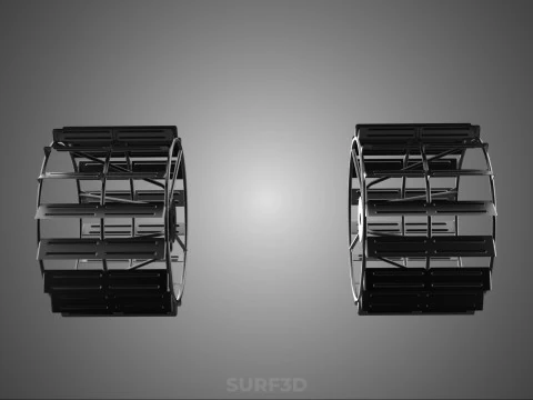 2 DOUBLE TREAD LONG WIDE TRACK CAGE WHEEL TRACTOR TYRE TIRE RIM 3D Model