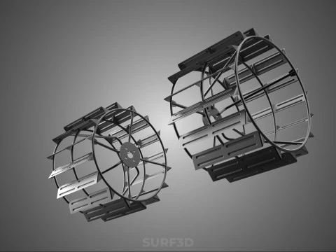 2 DOUBLE TREAD LONG WIDE TRACK CAGE WHEEL TRACTOR TYRE TIRE RIM 3D Model