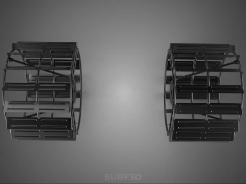 2 DOUBLE TREAD LONG WIDE TRACK CAGE WHEEL TRACTOR TYRE TIRE RIM 3D Model
