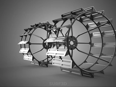 2 DOUBLE TREAD LONG WIDE TRACK CAGE WHEEL TRACTOR TYRE TIRE RIM 3D Model