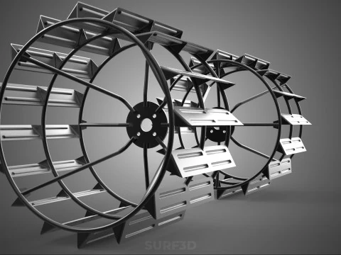2 DOUBLE TREAD LONG WIDE TRACK CAGE WHEEL TRACTOR TYRE TIRE RIM 3D Model