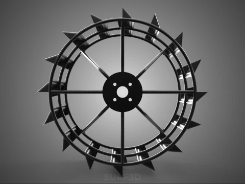 2 DOUBLE TREAD LONG WIDE TRACK CAGE WHEEL TRACTOR TYRE TIRE RIM 3D Model