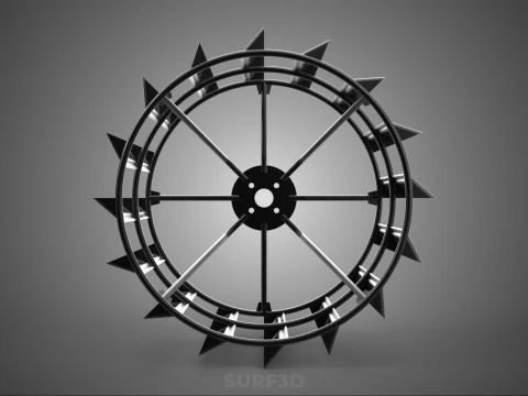 2 DOUBLE TREAD LONG WIDE TRACK CAGE WHEEL TRACTOR TYRE TIRE RIM 3D Model