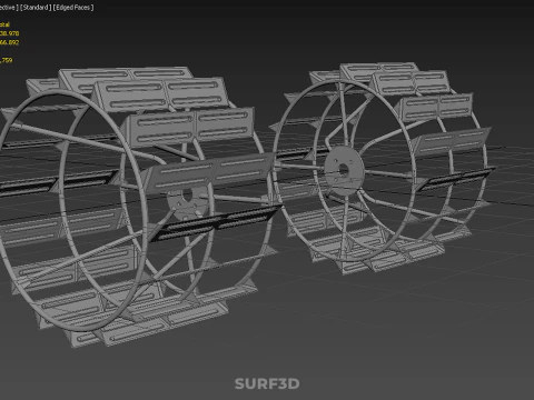 2 DOUBLE TREAD LONG WIDE TRACK CAGE WHEEL TRACTOR TYRE TIRE RIM 3D Model