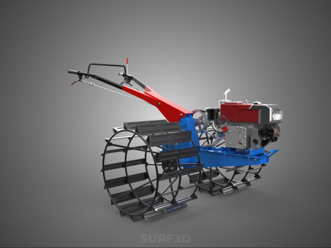 트랙터 뒤를 따라가세요 더블 트레드 길고 넓은 트랙 케이지 휠 타이어 3D 모델