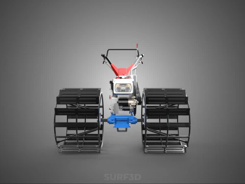 ПРОХОДЯЩИЙ ЗА ТРАКТОРОМ ДВОЙНОЙ ПРОЦЕНТ, ДЛИННАЯ ШИРОКАЯ ГУСЕНИЦА, КОЛЕСО С КЛЕТКОЙ 3D Модель