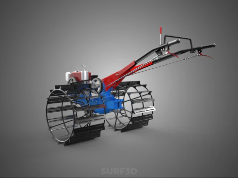 ПРОХОДЯЩИЙ ЗА ТРАКТОРОМ ДВОЙНОЙ ПРОЦЕНТ, ДЛИННАЯ ШИРОКАЯ ГУСЕНИЦА, КОЛЕСО С КЛЕТКОЙ 3D Модель