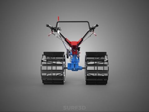 트랙터 뒤를 따라가세요 더블 트레드 길고 넓은 트랙 케이지 휠 타이어 3D 모델