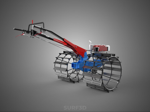 트랙터 뒤를 따라가세요 더블 트레드 길고 넓은 트랙 케이지 휠 타이어 3D 모델