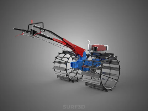 ПРОХОДЯЩИЙ ЗА ТРАКТОРОМ ДВОЙНОЙ ПРОЦЕНТ, ДЛИННАЯ ШИРОКАЯ ГУСЕНИЦА, КОЛЕСО С КЛЕТКОЙ 3D Модель