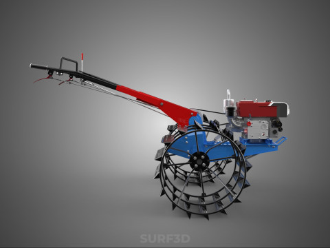 트랙터 뒤를 따라가세요 더블 트레드 길고 넓은 트랙 케이지 휠 타이어 3D 모델