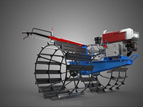 ПРОХОДЯЩИЙ ЗА ТРАКТОРОМ ДВОЙНОЙ ПРОЦЕНТ, ДЛИННАЯ ШИРОКАЯ ГУСЕНИЦА, КОЛЕСО С КЛЕТКОЙ 3D Модель