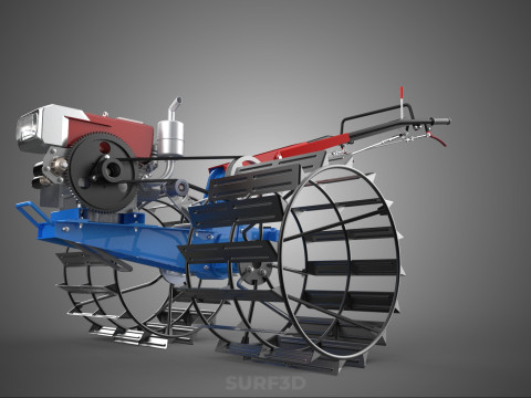 트랙터 뒤를 따라가세요 더블 트레드 길고 넓은 트랙 케이지 휠 타이어 3D 모델