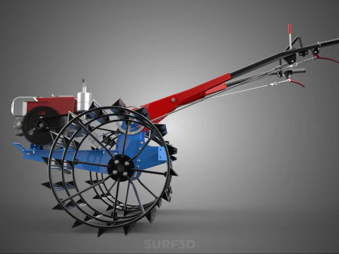 ПРОХОДЯЩИЙ ЗА ТРАКТОРОМ ДВОЙНОЙ ПРОЦЕНТ, ДЛИННАЯ ШИРОКАЯ ГУСЕНИЦА, КОЛЕСО С КЛЕТКОЙ 3D Модель