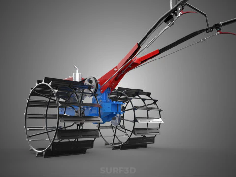 ПРОХОДЯЩИЙ ЗА ТРАКТОРОМ ДВОЙНОЙ ПРОЦЕНТ, ДЛИННАЯ ШИРОКАЯ ГУСЕНИЦА, КОЛЕСО С КЛЕТКОЙ 3D Модель