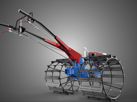 트랙터 뒤를 따라가세요 더블 트레드 길고 넓은 트랙 케이지 휠 타이어 3D 모델