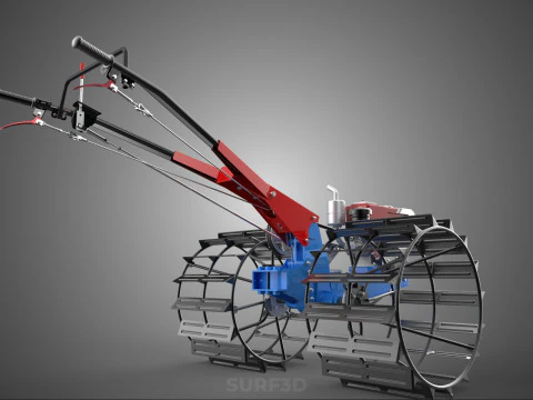 ПРОХОДЯЩИЙ ЗА ТРАКТОРОМ ДВОЙНОЙ ПРОЦЕНТ, ДЛИННАЯ ШИРОКАЯ ГУСЕНИЦА, КОЛЕСО С КЛЕТКОЙ 3D Модель