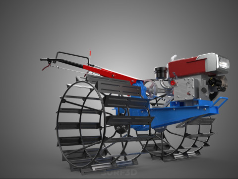 트랙터 뒤를 따라가세요 더블 트레드 길고 넓은 트랙 케이지 휠 타이어 3D 모델